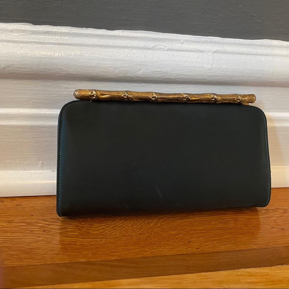 Vintage green silk clutch